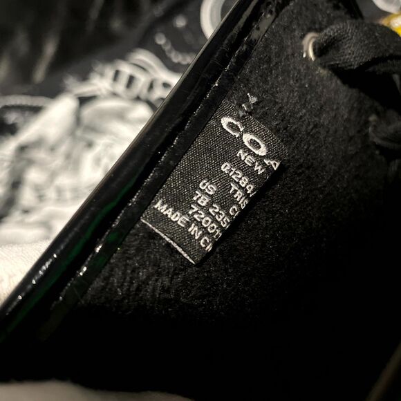 Coach Tristee Women's 7 Black Leather Comfort Lace-Up Mid-Calf Outdoor Rain Boot - Picture 7 of 10